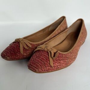 Women’s Born Carri Red Cork Leather Snakeskin Flats Size 9